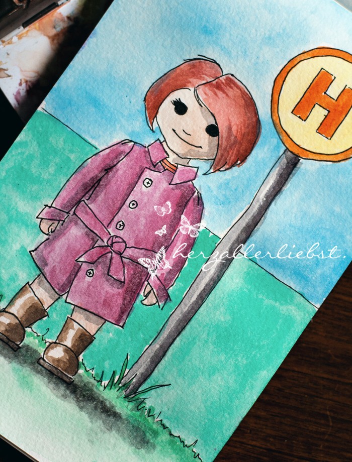 Little Girl at the Bus Stop