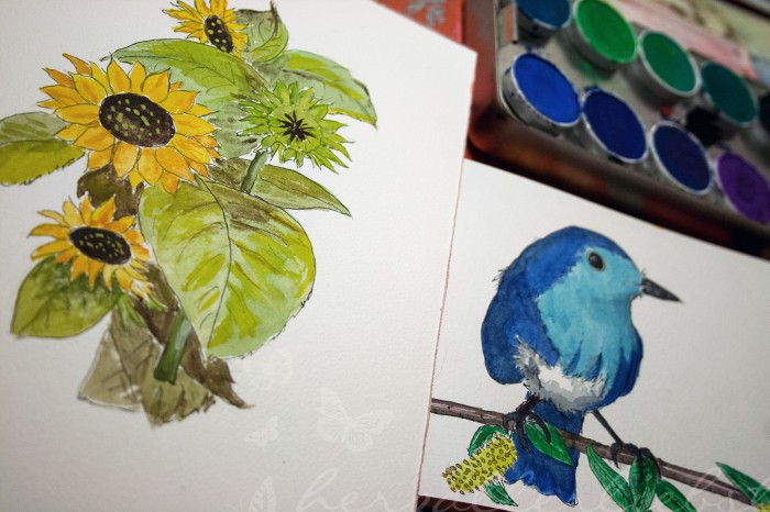 Bird & Sunflowers